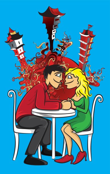 约会年轻夫妇中国寺庙背景图片下载