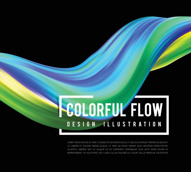 多彩的流设计。趋势波液体矢量图上的黑色图片下载