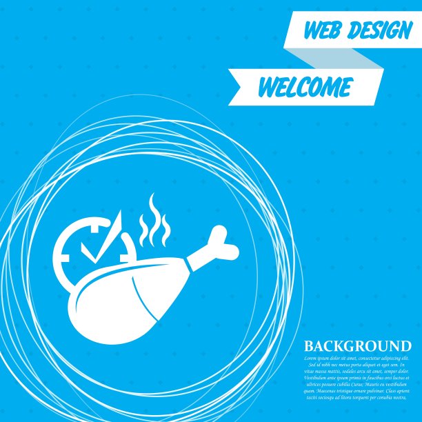 鸡腿或鼓点图标在蓝色背景与抽象的圆圈，并为您的文本位置。向量图片下载