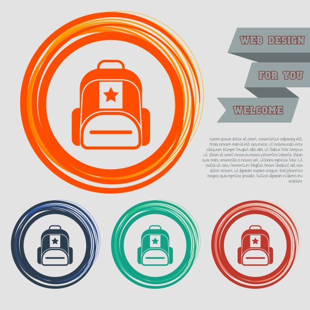 公文包，箱子，包图标上的红色，蓝色，绿色，橙色按钮为您的网站和设计与空间文本。向量图片下载