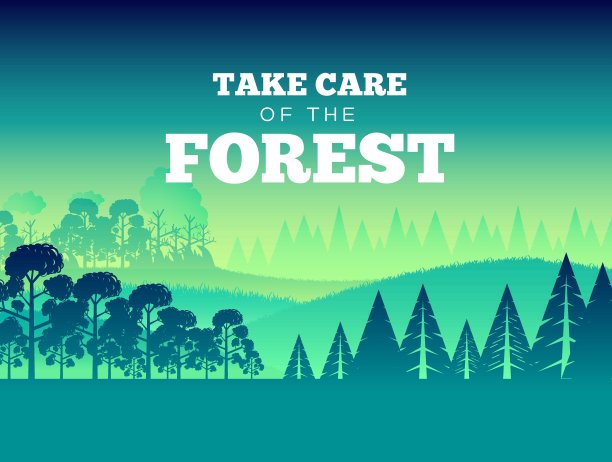保护森林防火日。爱护森林插画海报设计。平面矢量样式概念图片下载