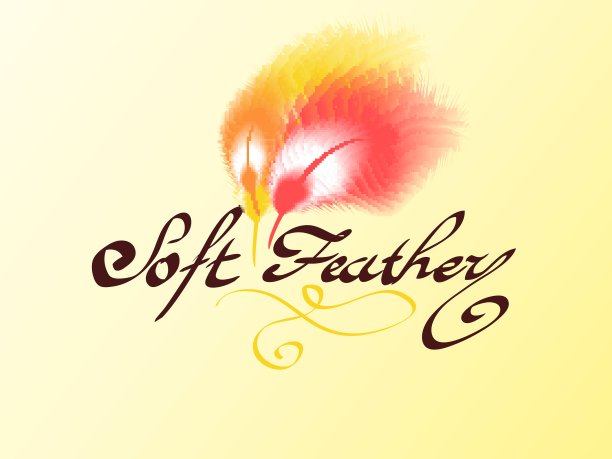 轻盈美丽的羽毛在一个愉快的灯光背景。向量图片下载