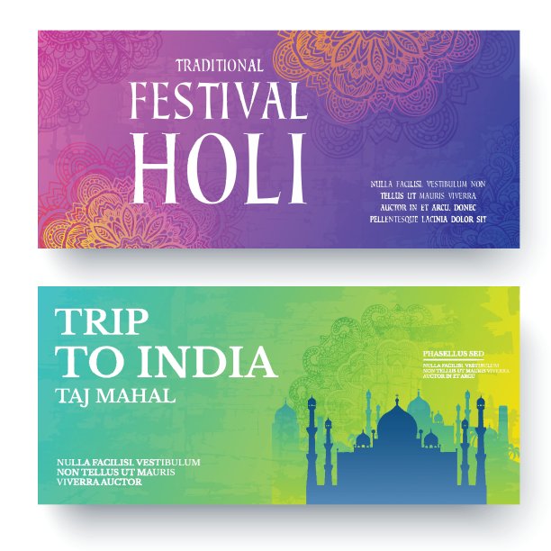 一套印度乡村hpli装饰插图概念。传统艺术，海报，书籍，海报，抽象，奥斯曼图案，元素。矢量装饰民族贺卡或请柬图片下载