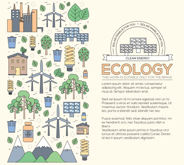 细线自然资源现代插画概念。从生态到清洁能源的信息图表方式。图标在孤立的白色背景。平面矢量模板设计的网页和移动应用程序图片下载