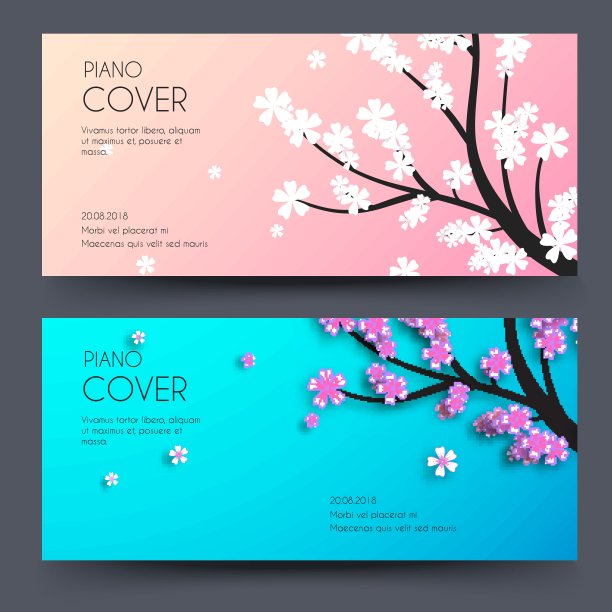 花枝横横幅概念。矢量插图设计图片下载