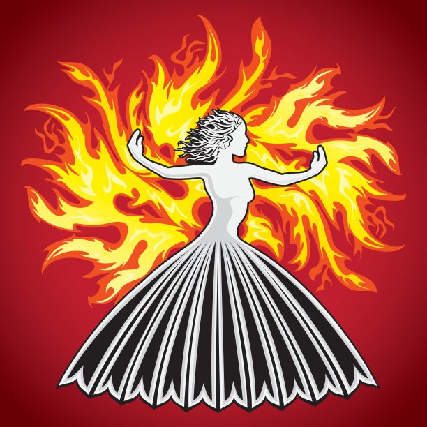 火苗中女人女人的剪影图片下载