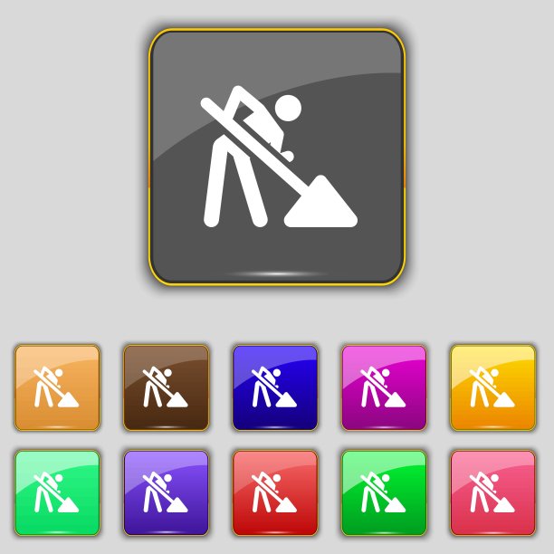 彩色图标和标志的形式的按钮或符号为您的设计。向量图片下载