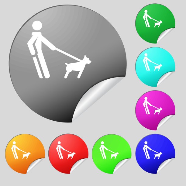 彩色图标和标志的形式的按钮或符号为您的设计。向量图片下载