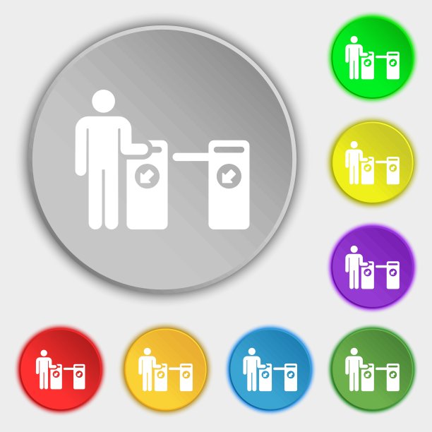 彩色图标和标志的形式的按钮或符号为您的设计。向量图片下载