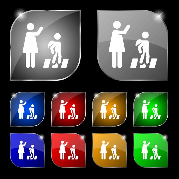 彩色图标和标志的形式的按钮或符号为您的设计。向量图片下载