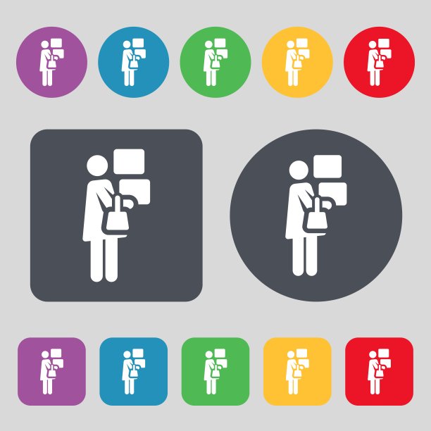 彩色图标和标志的形式的按钮或符号为您的设计。向量图片下载