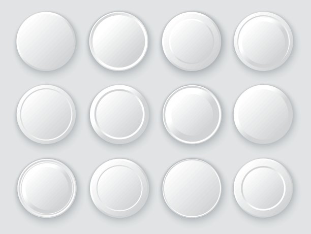 白色的圆圈。抽象的磁盘帧。圆形按钮组图片下载