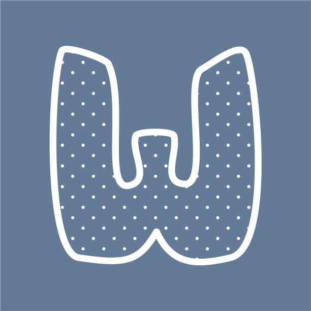 W向量字母与白色圆点在蓝色背景图片下载