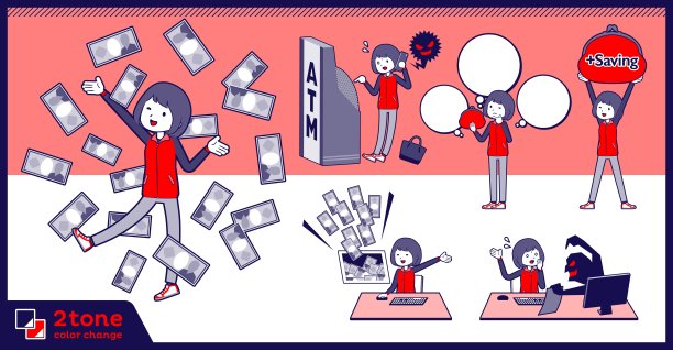 2tone type商店职员红色制服女士套装12图片下载