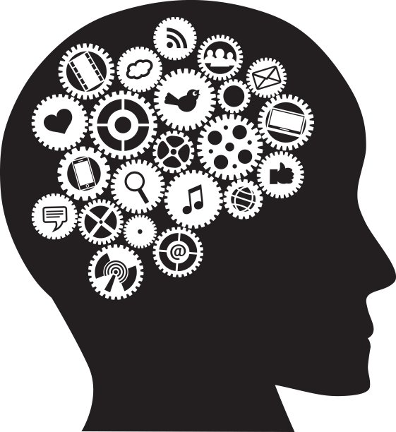 机器把社交媒体符号装在人的头上图片下载