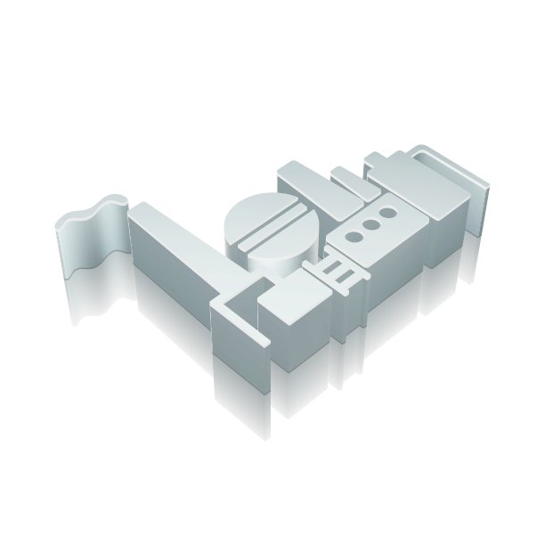 行业图标:3d金属油气行业与反射，矢量插图。图片下载