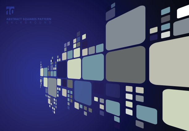 抽象蓝色色调几何正方形图案透视图片下载