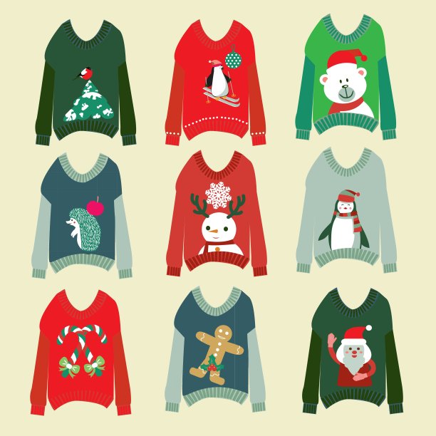 丑陋的圣诞毛衣集毛衣派对收藏图片下载
