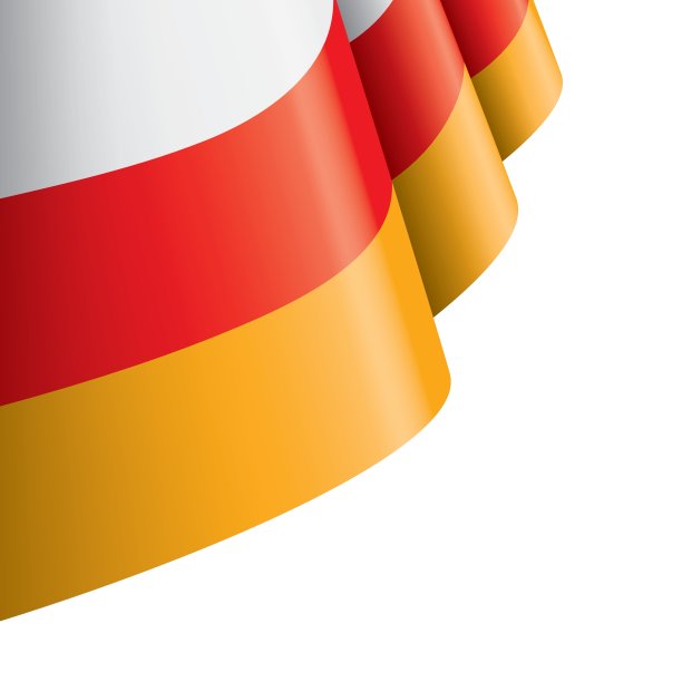 南奥塞梯国旗，白色背景矢量图。图片下载