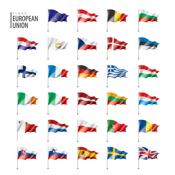 欧盟的旗帜。矢量插图。图片下载