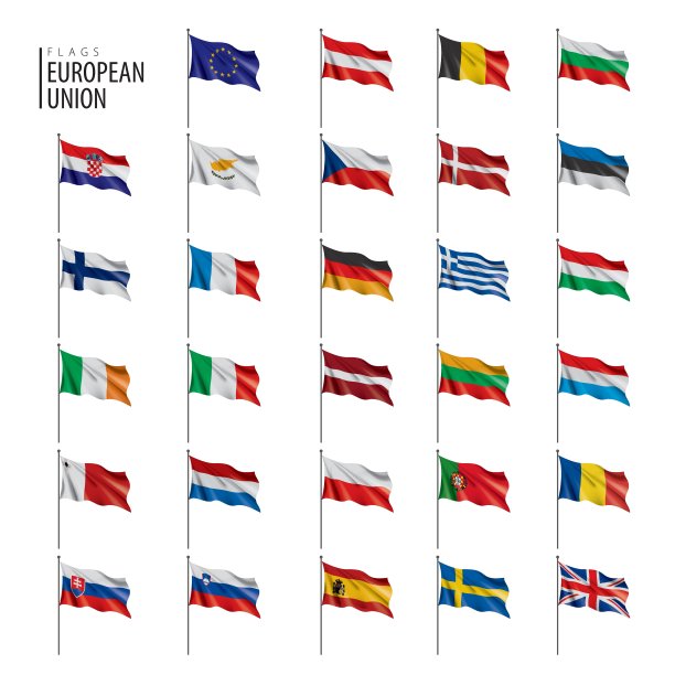 欧盟的旗帜。矢量插图。图片下载