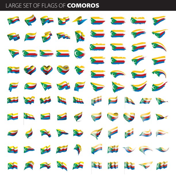 科摩罗国旗，矢量图图片下载