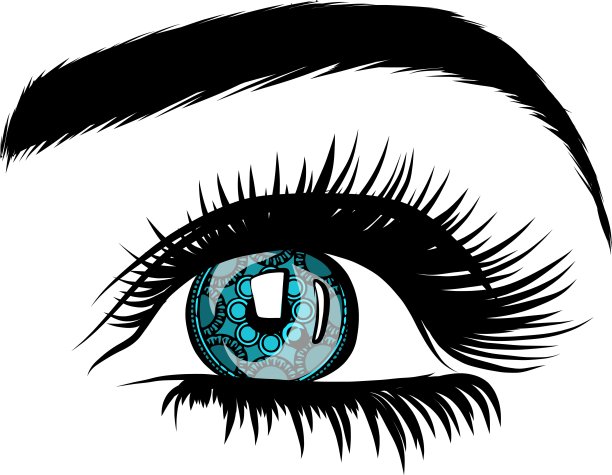 矢量插图美丽的女人的眼睛与化妆图片下载