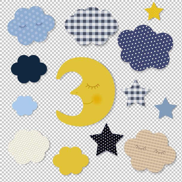 卡通月亮与星星透明的背景图片下载