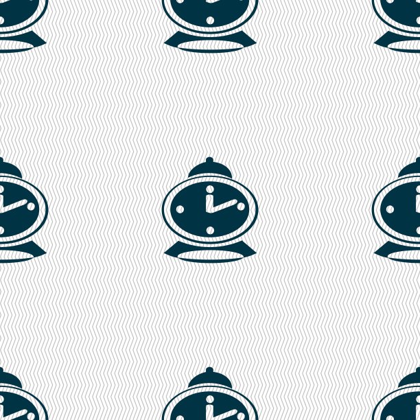 闹钟图标标志。无缝图案与几何纹理。向量图片下载