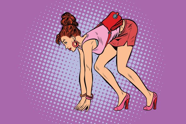 跑步运动。美丽的女人在开始的位置图片下载