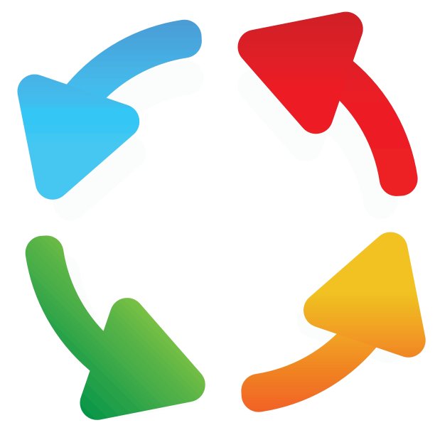 圆形，旋转箭头周围的白色。彩色图形。图片下载