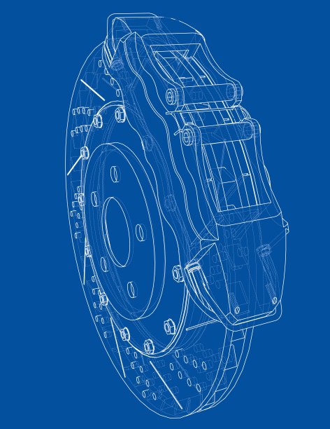 制动盘轮廓。三维矢量渲染图片下载
