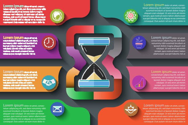 彩色信息图在黑暗的背景。图片下载