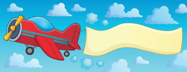 复古飞机与旗帜主题3图片下载