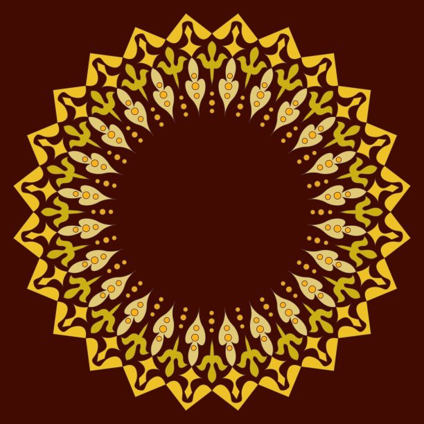 金色的圆形花边框架。图片下载