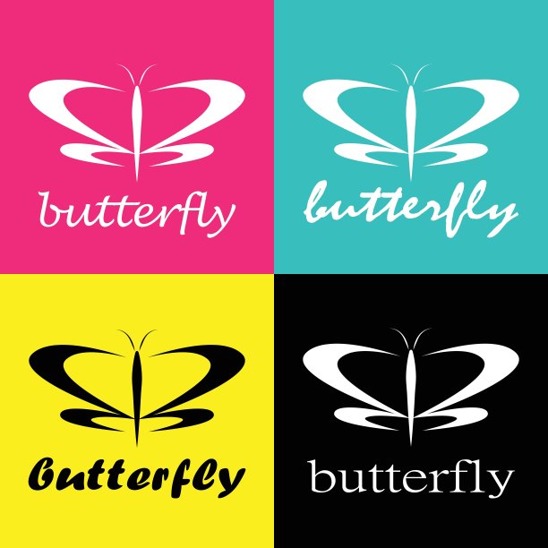 向量组蝴蝶彩色cmyk打印图片下载