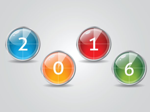 发光的2016年倒计时图标与阴影图片下载