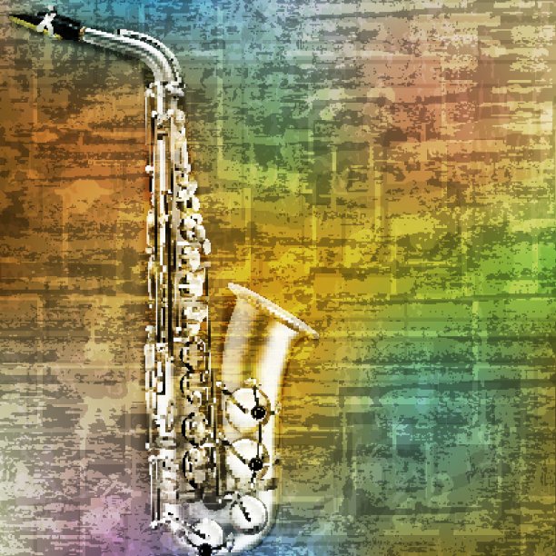 抽象的垃圾背景与萨克斯管图片下载