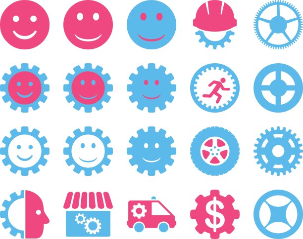 工具和微笑齿轮图标图片下载