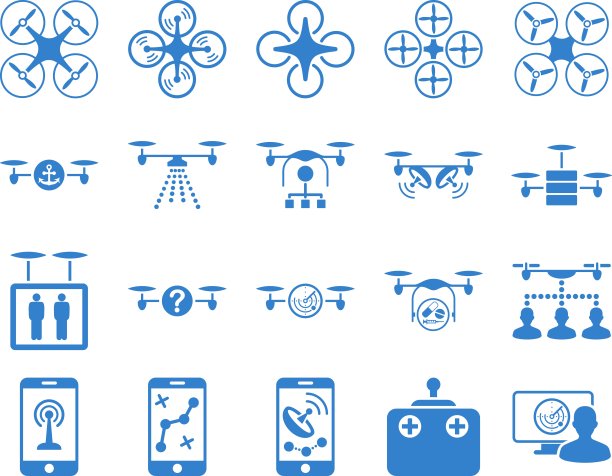 无人机和四轴飞行器工具图标图片下载