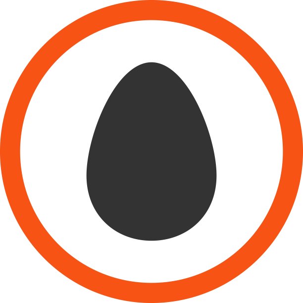 鸡蛋平橙色和灰色圆形矢量图标图片下载
