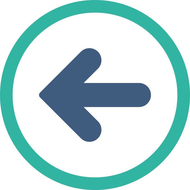 箭头左边平坦的钴和青色圆形矢量图标图片下载