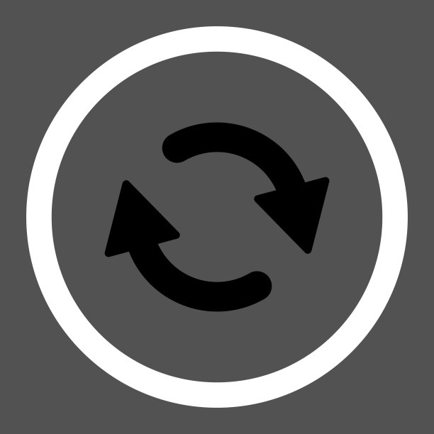 刷新平面黑白颜色的圆形矢量图标图片下载