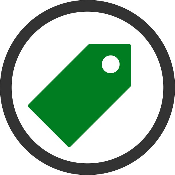 标签 - 扁平绿色和灰色圆形矢量图标图片下载