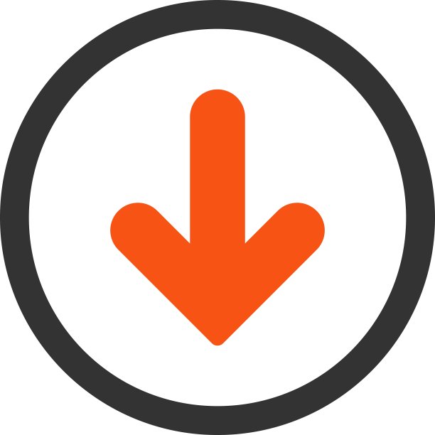 箭头下平橙色和灰色的圆形矢量图标图片下载