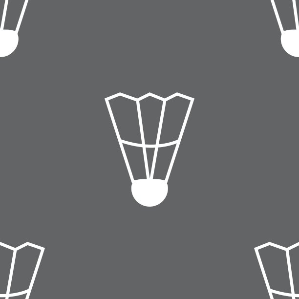 羽毛球图标符号。灰色背景上的无缝模式。向量图片下载