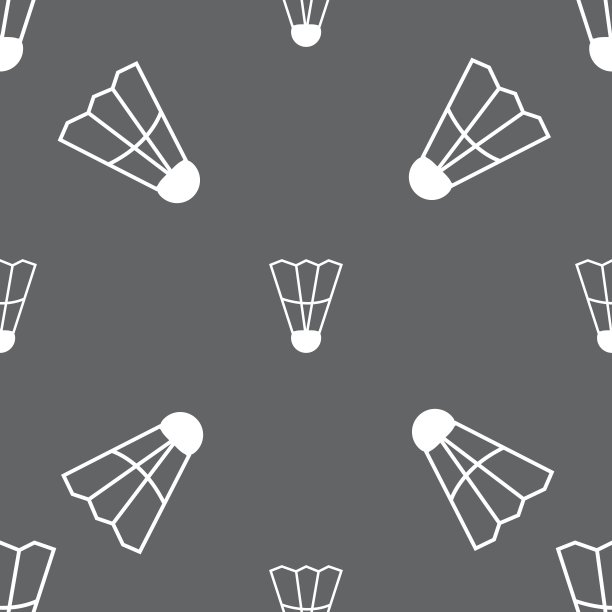 羽毛球图标符号。灰色背景上的无缝模式。向量图片下载
