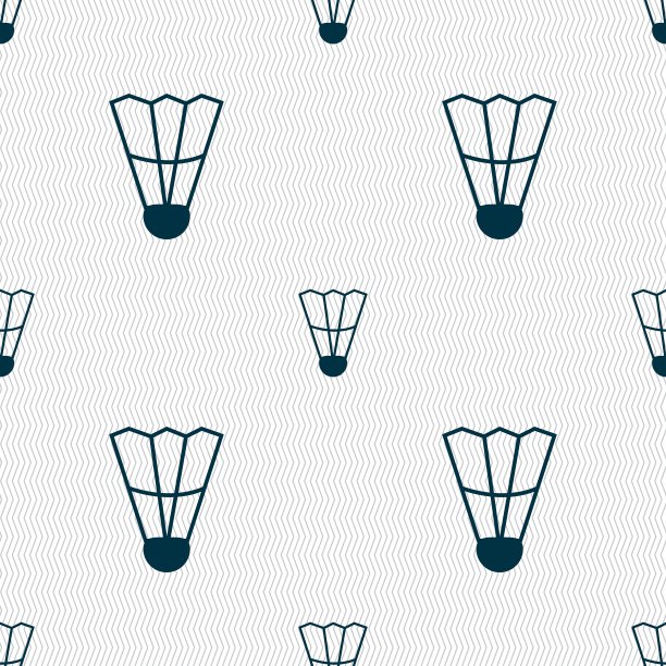 羽毛球图标符号。无缝图案与几何纹理。向量图片下载