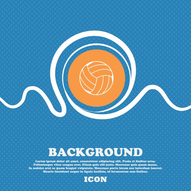 排球图标符号。蓝色和白色的抽象背景与空间斑点的文本和您的设计。向量图片下载