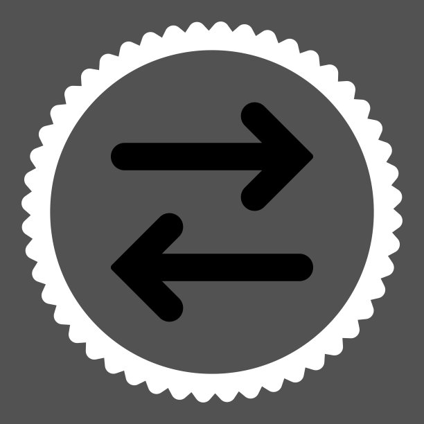 翻转水平平黑白圆形邮票图标图片下载